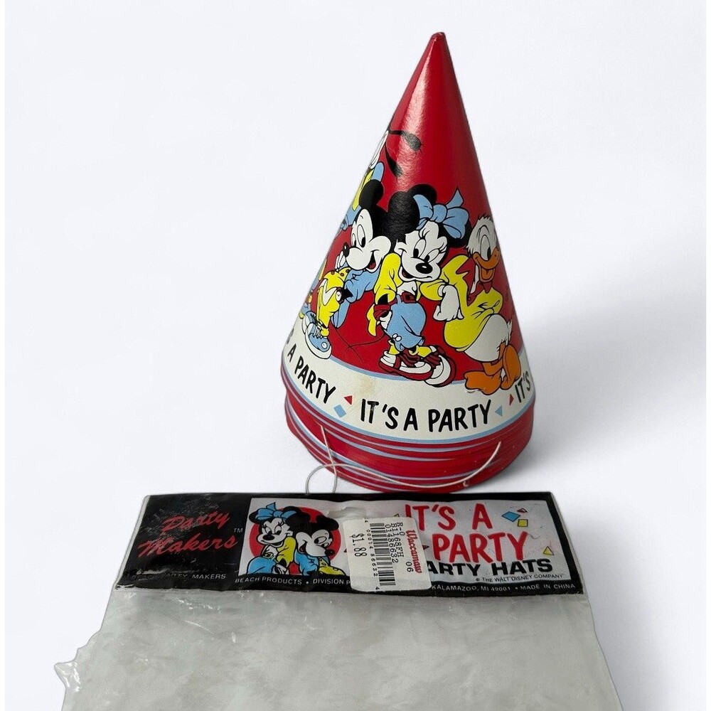 9 Vintage Disney Party Hats Mickey Minnie Goofy Junk‎ Journal Photo Booth Prop